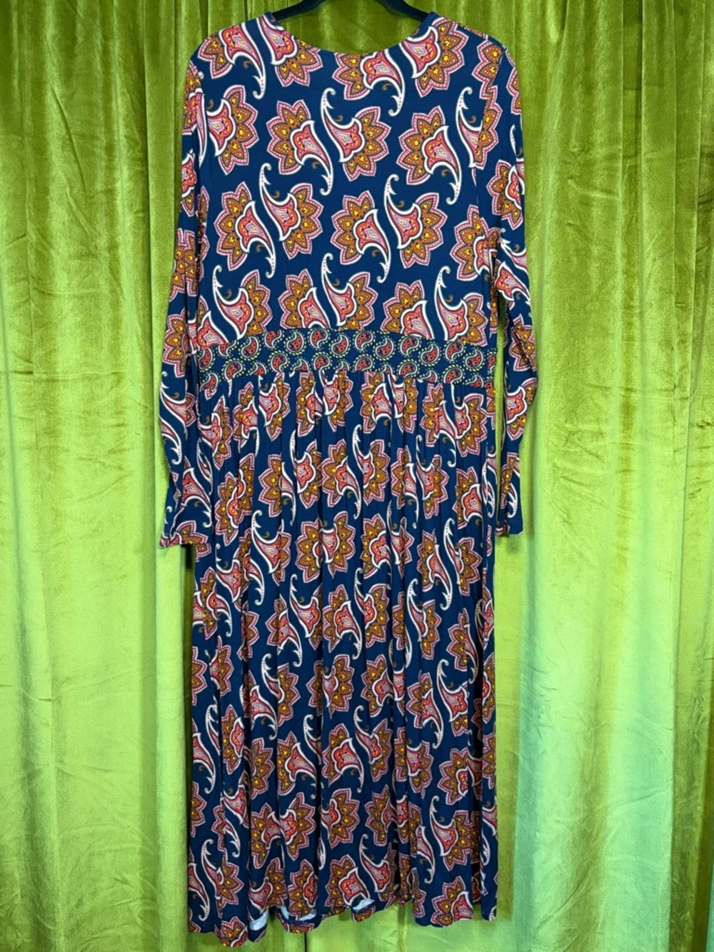 Boden Thea Long Sleeve Midi Dress in French Navy Paisley Amaryllis US 12 $170 - Picture 7 of 9
